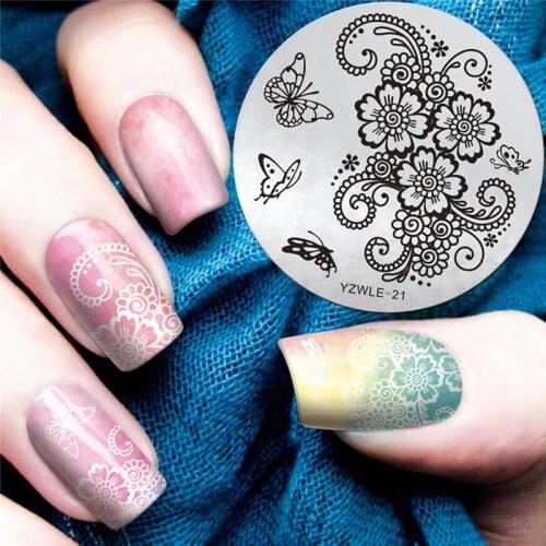 Nail art printing tools black Hollow lace henna tattoo images snow flakes Geometric pattern nail tip stamping plates FW043