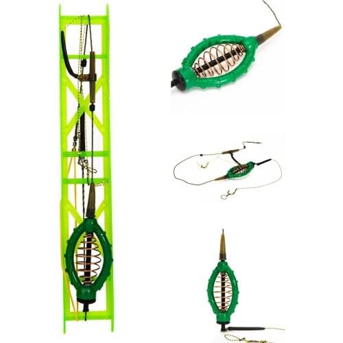 Fishing Bait Cage Fish Bait Lure Copper Trap Basket Feeder Holder with Hooks Carp Fishing Tackle Tool