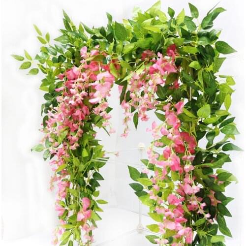 2 Meters Hydrangea Leaf Vine Wedding Decorative Plants Wall Arrangement Home Bathroom Decoration Accessories Artificial Flowers