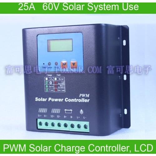 25A 60V PWM Solar Charge Controller, with LCD display battery voltage and capacity, Hi-Quality Display Charging for Off Grid PV