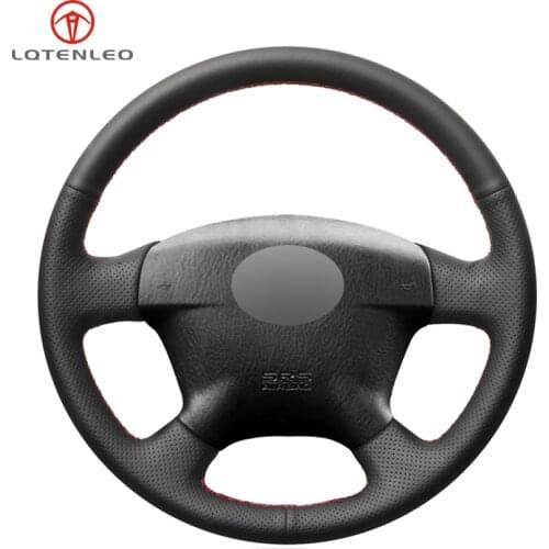LQTENLEO Black PU Artificial Leather Hand Sew Car Steering Wheel Cover for Honda Civic 2000 - 2005 Civic Hybrid 2003 Stream 2001