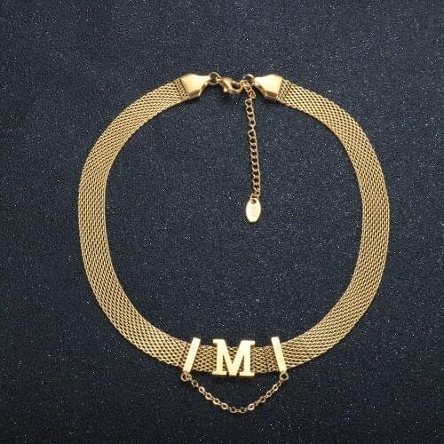 Fashion Letter M Choker Necklace Punk Mom Mesh Necklace For Women Stainless Steel Jewelry Gift