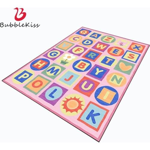 Bubble Kiss Pink Rug Modern Childrens Bedroom Carpet Cartoon Alphabet Polyester Non-Slip Carpet Home Living Room Area Rugs