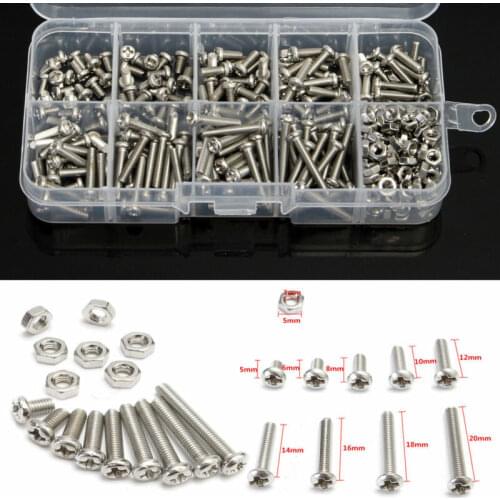340 pcs/box M3 304 stainless steel hexagon nut bolt cap set hexagon socket bolt bicycle hexagon bolt nut screw set classificati