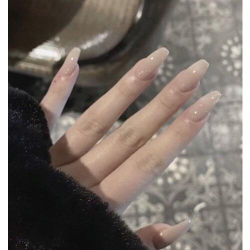 24pcs fingernails Pure Color Wear Long Paragraph Fashion Manicure Patch False Nails Save Time Wearable Nail Patch WD