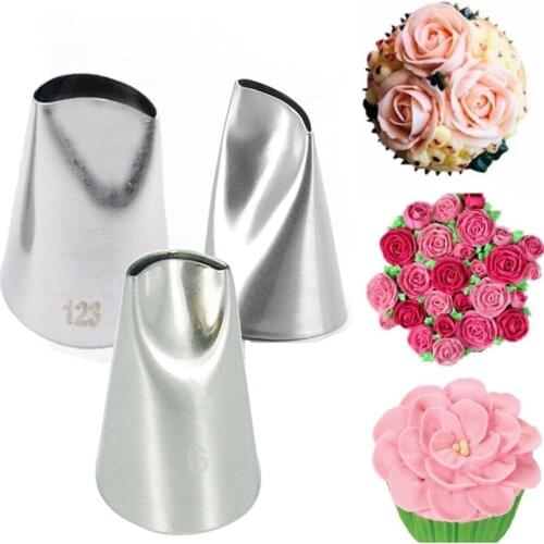 #123 #122 #61 3PC Petal Stainless Steel Piping Tips Rose Flower DIY Icing Cupcake Cake Cream Piping Nozzle Cake Decorating Tools