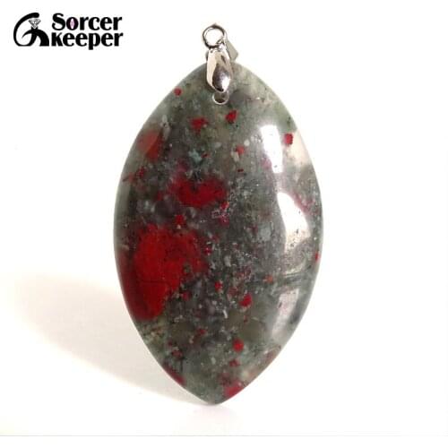 Real Natural African Bloodstone Chakra Stone Ornament Handicraft Polished Gem Stone DIY Crystal Pendant Necklaces for Gift YS621