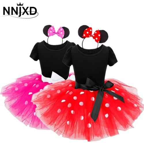 New Fancy Baby Girl Polka Dots Dress For Girls Summer Mouse Dress Children Clothing 1-6Y Birthday Party Vestido Kids Costume