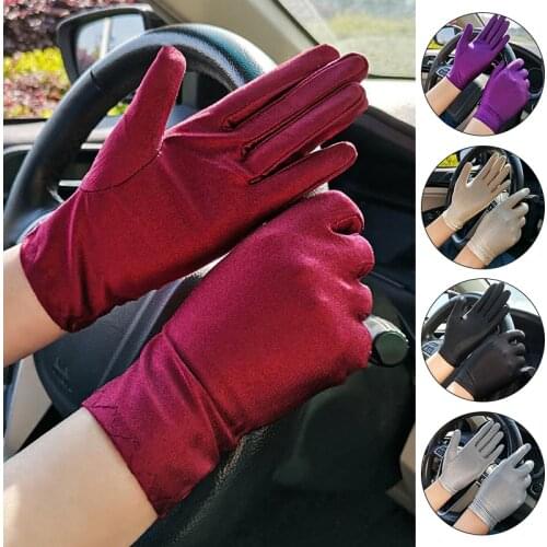 New Fashion Womens Cotton Gloves Summer Non-Slip Breathable Ladies Cute Solid Color Thin Sunscreen Gloves Driving Glove
