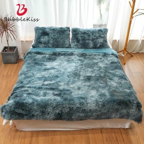 Bubble Kiss Tie Dye Blanket For Bed Leisure Portable Sofa Siesta Air Conditioning Double Thick Warm Plush Fluffy Throw Blanket