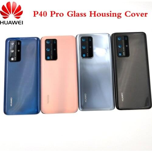 Official Huawei P40 Pro P40pro Back Battery Glass Back Cover + Camera Lens Frame Rear Door Housing Case Replacement Repair Parts