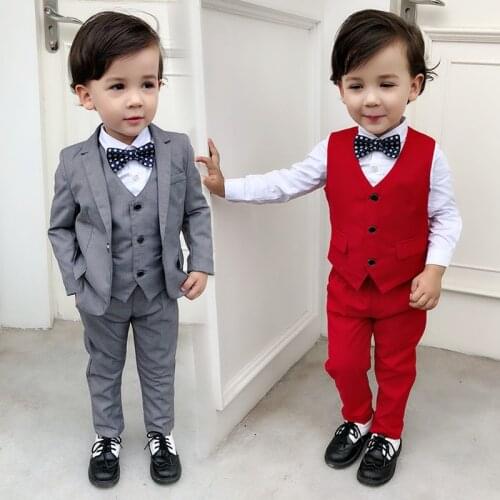 Formal baby boy wedding suits dresses tuxedo kids piano party clothes sets gentleman children birthday outfits christmas costume