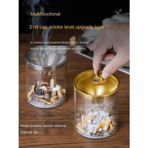 Funnel Ashtray Creative Stainless Steel Household Trend with Lid Ashtray Personality Living Room Smoke Cup Ins Style Prevent