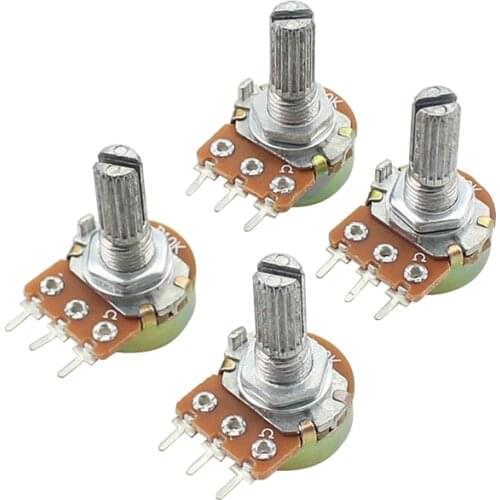 10pcs WH148 Carbon film Potentiometer 20mm Shaft Amplifier Dual Stereo potentiometer 3Pin 1K 2K 5K 10K 20K 50K 100K 500K 1M Ohm