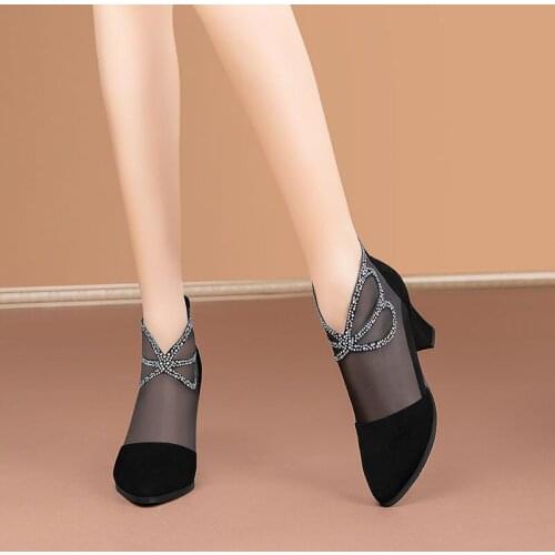 Sexy Mesh Boots Women Pointed Toe High Heels Womans Shoes Thin Heel Pumps Ladies Party Wedding Sandals Cool Boot Female Booties