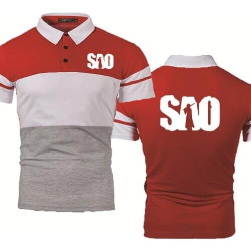2021NEW Summer Mens short sleeve Anime Sword Art Online SAO printing Mens Short Sleeve Fashion Casual Cotton Mens polo shirt