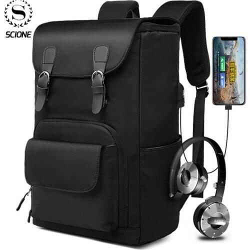 Scione Laptop Backpack Mens Male Backpacks Business Notebook Mochila Waterproof Back Pack USB Charging Bags Travel Bagpack
