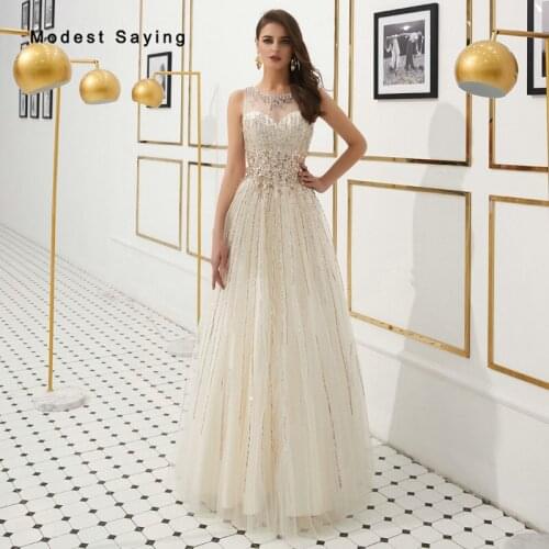 Sexy Sheer Back A-Line O Neck Tank Rhinestone Evening Dresses 2019 Formal Women Beads Party Prom Gowns Handmade vestido de festa