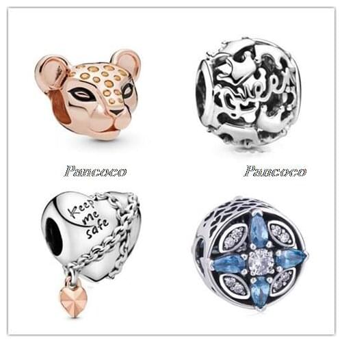 925 Sterling Silver Charm Chained Heart Charm Beads Fit Women Pandora Bracelet & Necklace Diy Jewelry