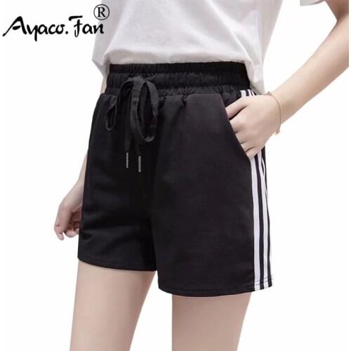 Shorts 2019 Summer New High Waist Patchwork Soft Women Sports Shorts for Girl Female Lady Casual Athletic Slim Short Trousers