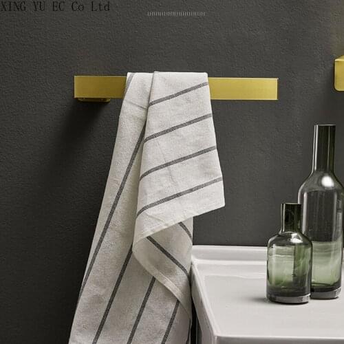 Punch-free Nordic Brushed Golden Towel Ring Bathroom Hand Towel Holder Toilet Roll Paper Holder Copper Wire Drawing Process