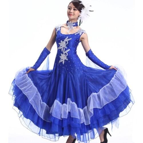 Modern dance ballroom dance dress pendant cuff dress Waltz Tango standard competition costumes