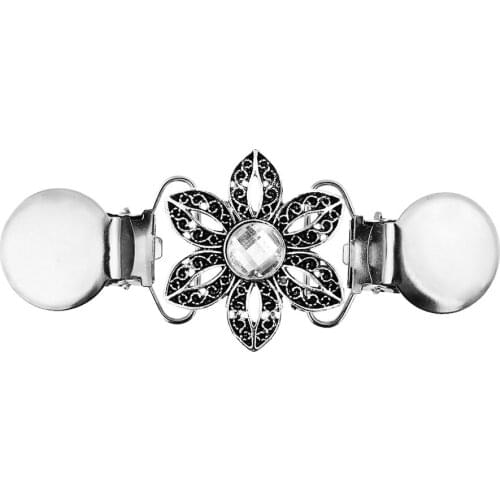 Vintage Filigree Cardigan Clip Shawl Shrug Sweater Blouse Collar Clasp Chain