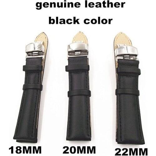 1pcs High quality 18MM 20MM 22MM genuine leather Watch band watch strap black color - 4109