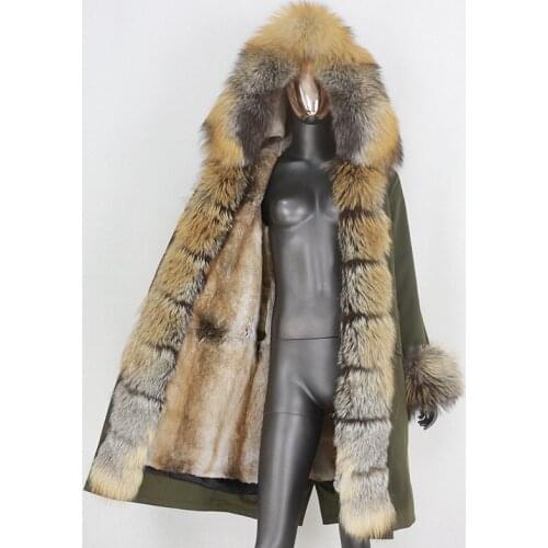BLUENESSFAIR 2020 Waterproof X-long Parka Real Fur Coat Winter Jacket Women Natural Raccoon Fox Fur Hood Rabbit Liner Streetwear