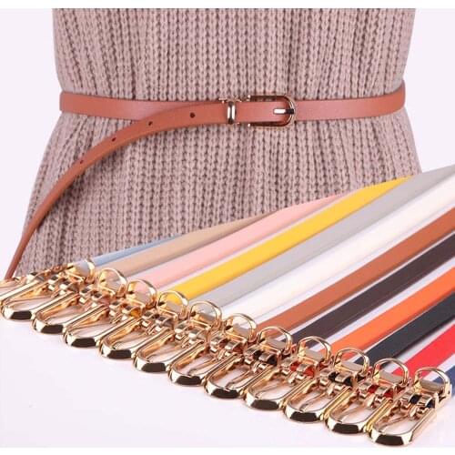 Women Faux Leather Belts Candy Color Thin Skinny Waistband Adjustable Belt Women Dress Strap Belt Cinturon Mujer Cinto Feminino