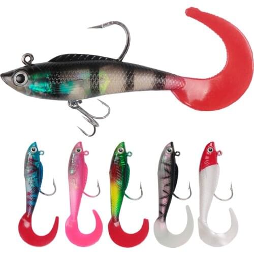 1pcs Soft with Lead Fishing lures 9.5cm/18g Long tail 6 colors artificial 3D eyes Fish baits treble hooks fishing tackle