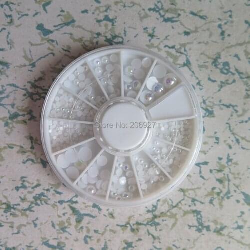1PC OD-142 3D 6 sizes Pure White AB Pearl Decoration in wheel Shiny Nail Decoration Lovely Outlooking