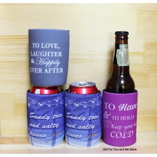 100pcs Party Neoprene Beer Can Cooler Sleeve Bottle Cozy Beer can Holder Bridal Shower Wedding Party Supplie Stubby Beer