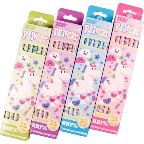120pcs Kawaii Unicorn Wood Pencils Cartoon Animal Pencil Wirh Erasers for School Cute Gift for Kids Christmas Pencil Stationery