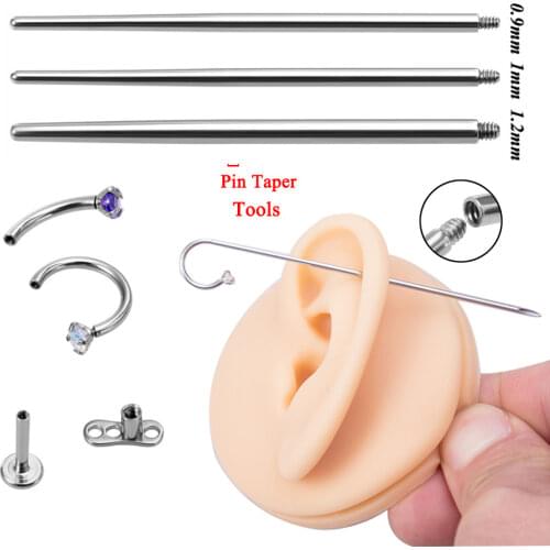 2pcs 316L Surgical Stainless Steel Threaded Ear Taper Labret Lip Dermal Pin Tools Fashion Ear Helix Cartilage Piercing Jewelry