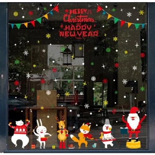 2021 Cartoon Christmas Concert Theme Diy Window Sticker Shop Window Sticker Modern Art Mural Home Wall Sticker Decoration