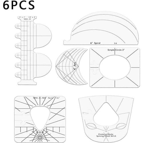 6pcs/set Sewing Tool Beginner For Machine Free Motion Patchwork Stencil Home Acrylic Reusable Rulers Quilting Template DIY Craft