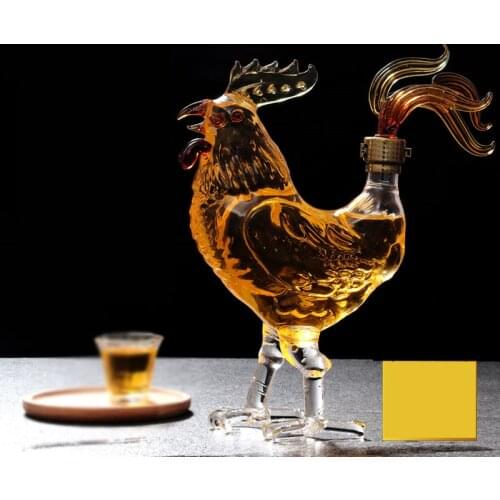 750ml top quality creative animal chicken shaped whiskey decanter home bar glass decanter for Liquor Scotch Bourbon
