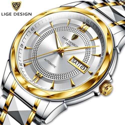 2021 New Sport Mens Mechanical Watches LIGE Top Brand Luxury Automatic Watch Men 100 Waterproof Date Clock Man Diving Wristwatch