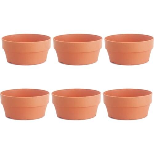 6pcs Imitation Clay Flower Basket Japanese Round Plastic Flower Pot Flower Container Flower Basin Indoor and Outdoor Potted Gard