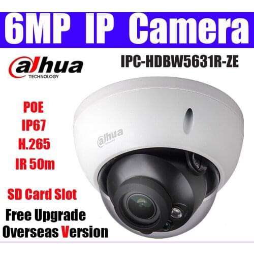 Dahua IPC-HDBW5631R-ZE 6mp IP Camera POE H.265 IP67 Dome IR 50m 2.7mm ~13.5mm motorized lens SD Card Slot Network Camera