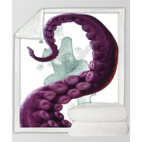 Plstar Cosmos Octopus Fleece Blanket 3D print Sherpa Blanket on Bed Home Textiles Dreamlike style-1