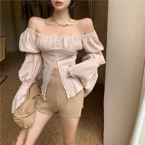 Hzirip 2021 New Summer Loose Ladies Long Sleeve Ruffles Solid Color Chic Fashion All-Match Hot Casual Patchwork Female Shirt