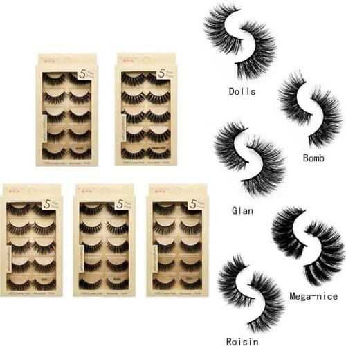5 Pairs Faux 3D Mink False Eyelashes Handmade Wispy Fluffy Nature Long Eye Lashes Extension Makeup Tools Convenient Cilios