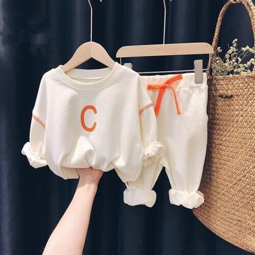 2 Pieces Girls Boys Baby Toddler Kids Clothing Sets Sweatshirt +pants 2020 White