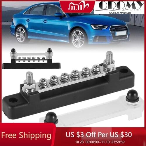 6 Terminal 150A Bus Bar and Cover Ground Distribution Block Kit Car Truck Boat Marine Power Distribution Terminal Block