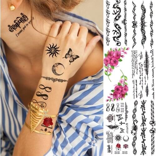 Tiny Hands Infinity Butterfly small Temporary Tattoos Women Men Kids finger Tattoo Sun Moon Dragon Flower Fake Tatoo Sticker