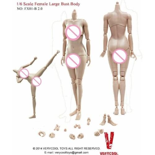 1/6 scale VERYCOOL FX01-B half-pack silicone big breasted female body 2.0 12 inch action figure body