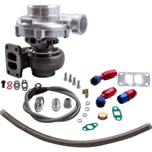 T70 0.7 A/R Compressor Oil Cooled Turbo charger Oil Feed/in Oil Return Line Kit T3 Flange .82 .70 A/R for 1.8L-3.0L Engine