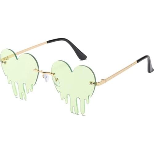 Fashion Love Heart Rimless Sunglasses Women 2021 Tears Shape Sunglasses Unique Vintage Eyewear UV400 Driver Goggles